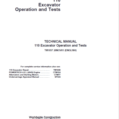 Cart John Deere 110 Excavator Repair Services Manual