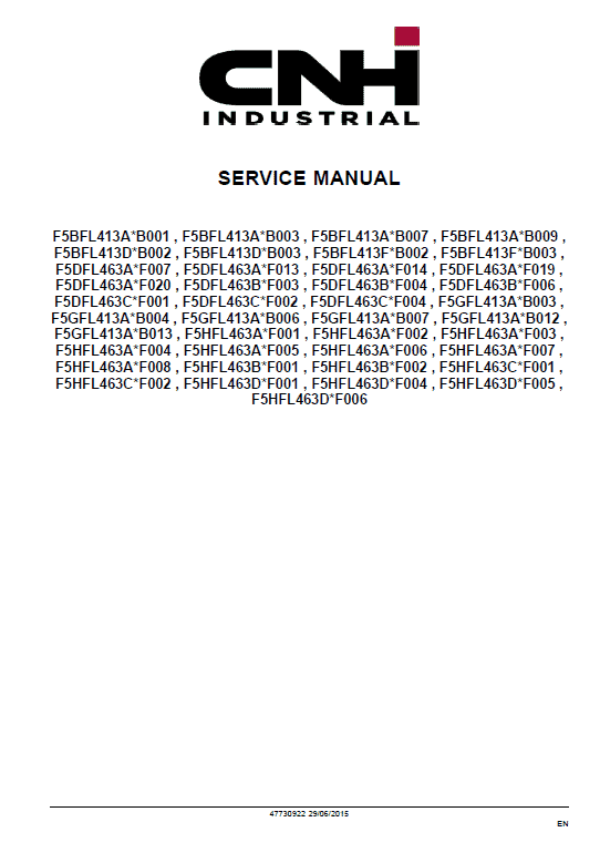 CNH F5 Tier 4B (final) and Stage IV Service Manual CNH F5 Tier 4B (final) and Stage IV Service Manual