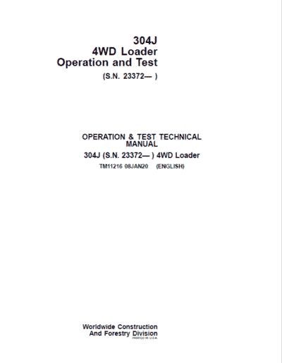 John Deere 304J 4WD Loader Technical Manual - Image 2