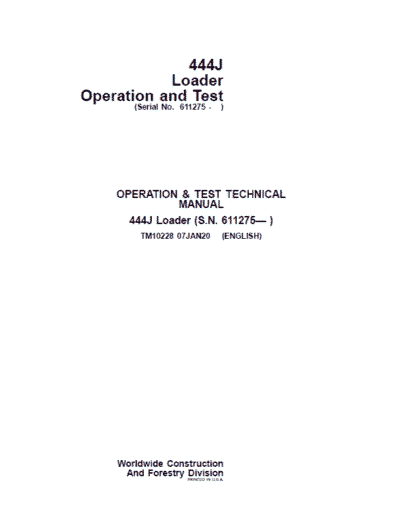 John Deere 444J Loader Repair Technical Manual - Image 2
