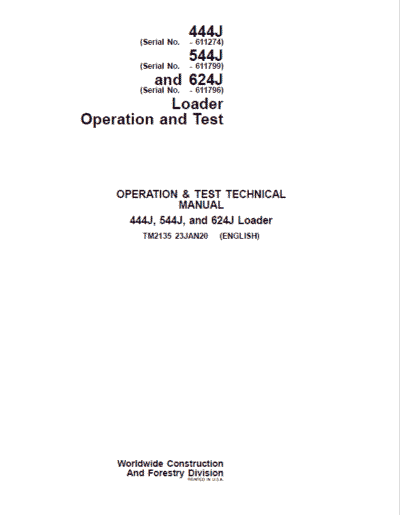 John Deere 444J, 544J, 624J Loader Technical Manual - Image 2