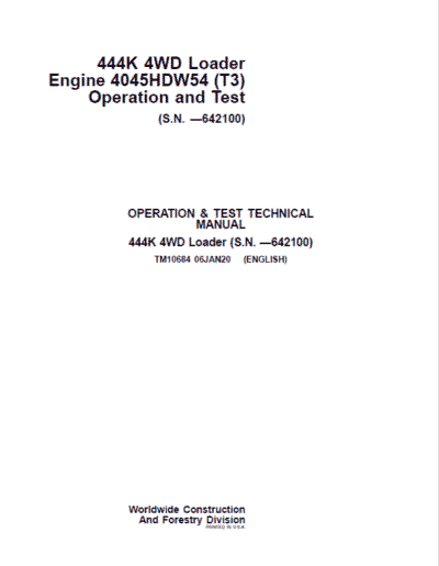 John Deere 444K 4WD Loader Engine 4045HDW54 (T3) Technical Manual - Image 2