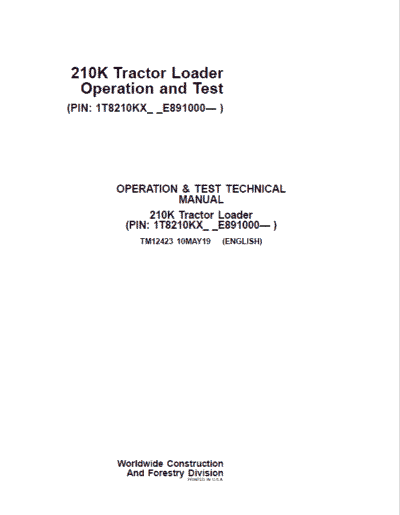 John Deere 210K Tractor Loader Repair Technical Manual - Image 2