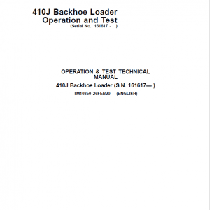 John Deere 410J Backhoe Loader Repair Service Manual John Deere 410J Backhoe Loader Repair Service Manual - Image 2
