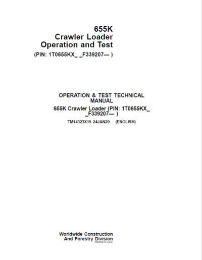 John Deere 655K Crawler Loader Repair Technical Manual - Image 2