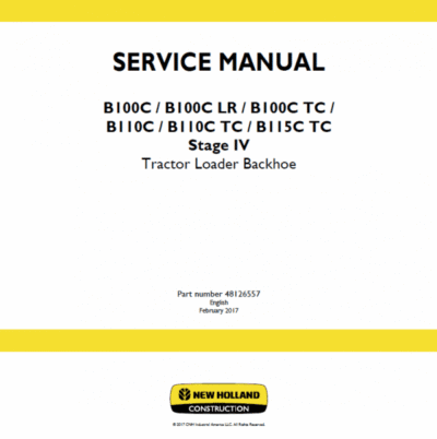 New Holland B100C, B100C LR, B100C TC Backhoe Loader Service Manual - Image 2