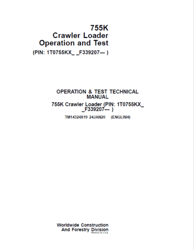 John Deere 755K Crawler Loader Repair Technical Manual - Image 2