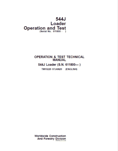 John Deere 544J Loader Repair Technical Manual - Image 2