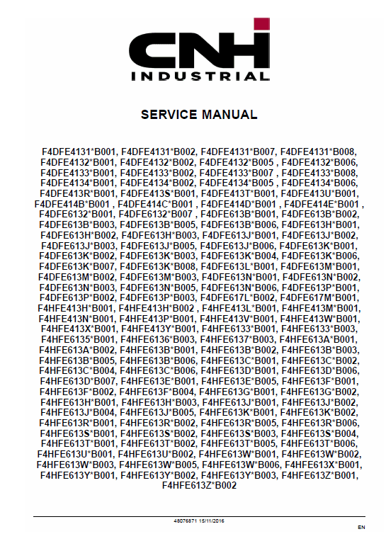 NEF Tier 4B Final and Stage IV Engine Service Manual NEF Tier 4B Final and Stage IV Engine Service Manual