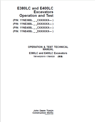 John Deere E380LC, E400LC Excavator Repair Manual - Image 2