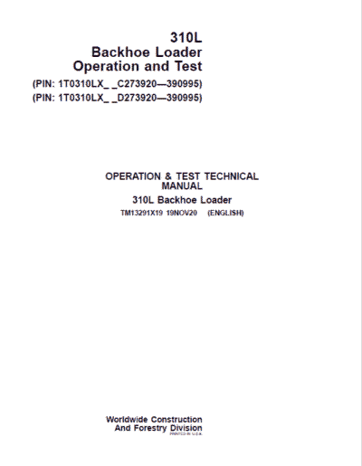 John Deere 310L Backhoe Repair Technical Manual (S.N after C273920 & D273920 – 390995) - Image 2
