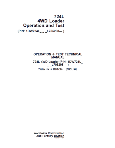 John Deere 724L 4WD Loader Repair Technical Manual - Image 2