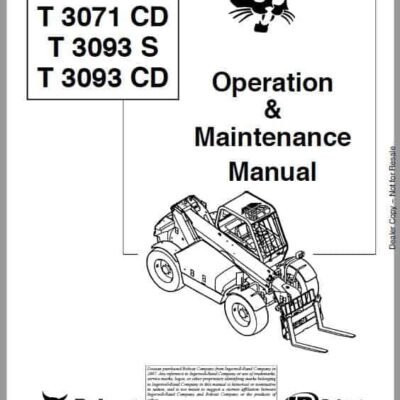 Cart Bobcat T3071, T3071CD, T3093S, T3093CD versaHANDLER Telescopic Operation Manual