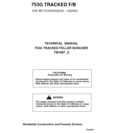 John Deere 753G Tracked Harvester Repair Service Manual - Image 2