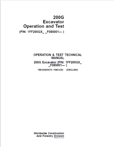 John Deere 200G Excavator Repair Service - Image 2
