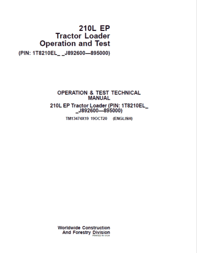 John Deere 210L EP Tractor Loader Repair Service - Image 2