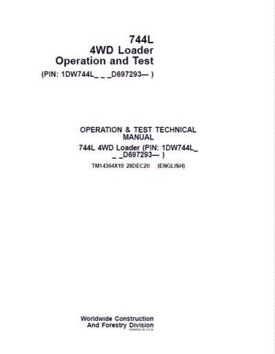 John Deere 744L 4WD Loader Repair Technical Manual - Image 2