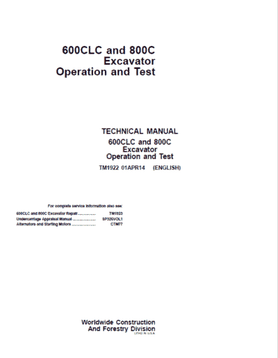John Deere 600CLC, 800C Excavator Repair Service Manual - Image 2