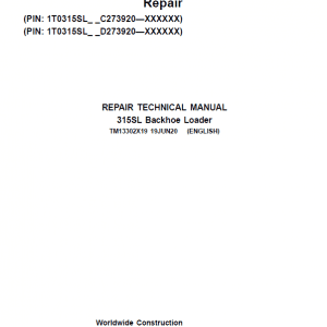 John Deere 315SL Backhoe Repair Service Manual