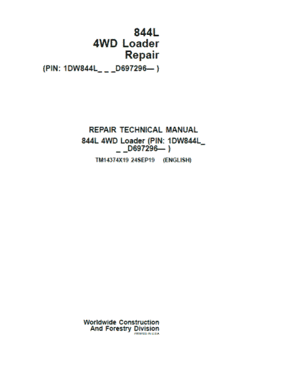 Comprehensive Guide to John Deere 844L 4WD Loader Repair Manual - Image 2
