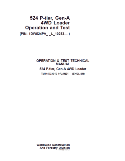 John Deere 524 P-Tier, Gen-A 4WD Loader Repair Technical Manual - Image 2