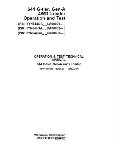 John Deere 624 G-Tier, Gen-A 4WD Loader Technical Manual - Image 2