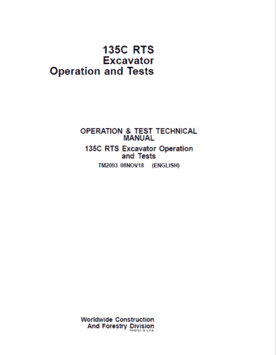 John Deere 135C RTS Excavator Repair Service Manual - Image 2