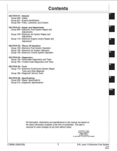 John Deere PowerTech Plus 9.0L Level 14 Electronic Fuel System with Denso HPCR Engine Manual - Image 2