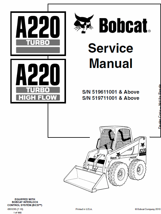 Bobcat A220 Skid-Steer Loader Service Manual Bobcat A220 Skid-Steer Loader Service Manual