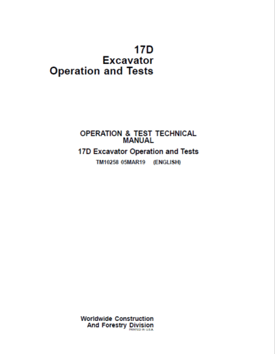 John Deere 17D Excavator Repair Service Manual - Image 2