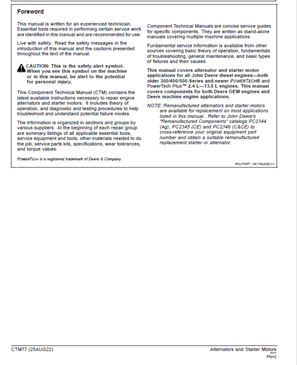 John Deere Alternators and Motors Service Repair Manual John Deere Alternators and Motors Service Repair Manual - Image 2