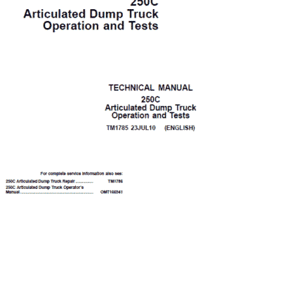 John Deere 250C Articulated Dump Truck Repair Services Manual