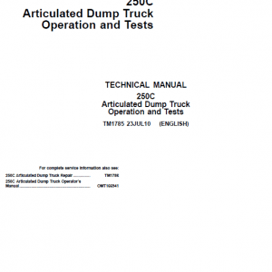 Cart John Deere 250C Articulated Dump Truck Repair Service Manual