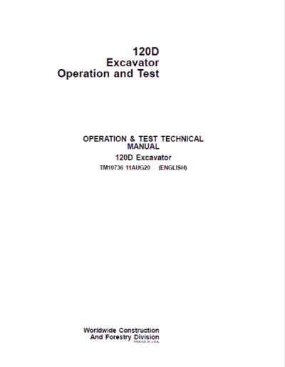 John Deere 120D Excavator Repair Service Manual - Image 2