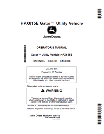 John Deere HPX615E Gator Utility Vehicles Repair Service Manual - Image 2