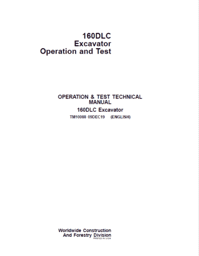 John Deere 160DLC Excavator Repair Service Manual - Image 2