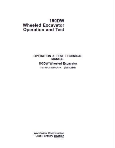 John Deere 190DW Wheeled Excavator Service Manual - Image 2