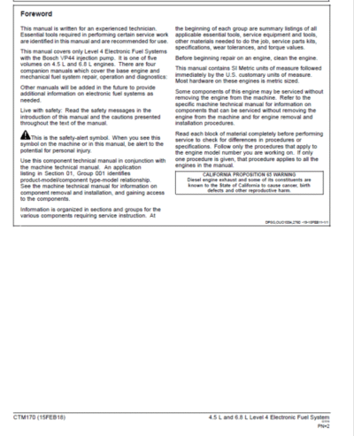 John Deere PowerTech 4.5L, 6.8L Diesel Engines Level 4 Fuel System – Bosch VP44 Pump Repair Manual - Image 2