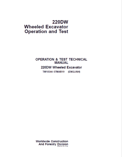 John Deere 220DW Wheeled Excavator Service Manual - Image 2