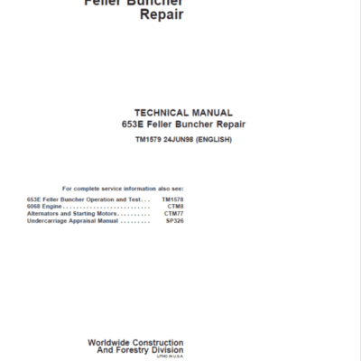 Cart John Deere 653E Feller Buncher Service Repair Manual