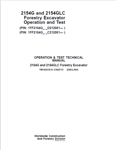 John Deere 2154G, 2154GLC Swing Excavator Repair Manual - Image 2