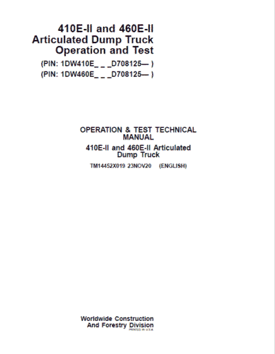 John Deere 410E II, 460E II Articulated Dump Truck Service Manual - Image 2