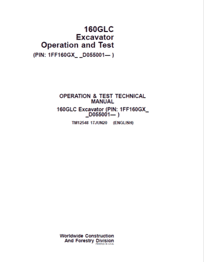 John Deere 160GLC Excavator Repair Services Manual - Image 2