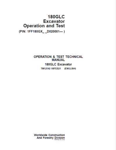 John Deere 180GLC Excavator Repair Services Manual - Image 2