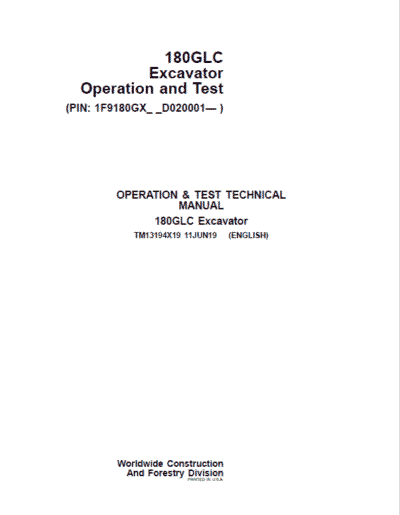 John Deere 180GLC Excavator Repair Service Manual - Image 2