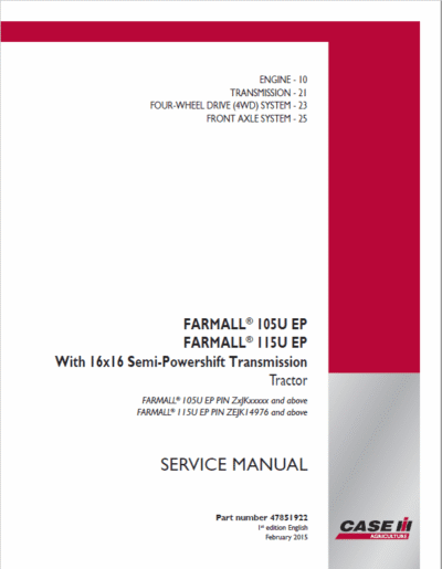 Case IH Farmall 95U 105U 115U Pro EP Service Manual - Image 2
