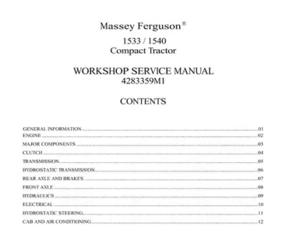 Massey Ferguson Mf1533 Mf1540 Tractor Workshop Repair Manual - Image 2