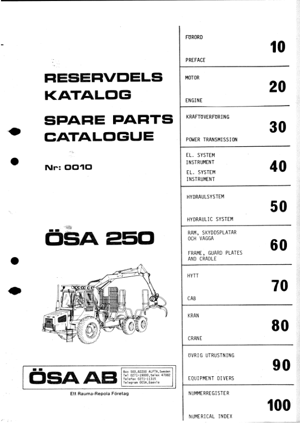 John Deere 250 OSA Forwarders Parts Catalog Manual John Deere 250 OSA Forwarders Parts Catalog Manual