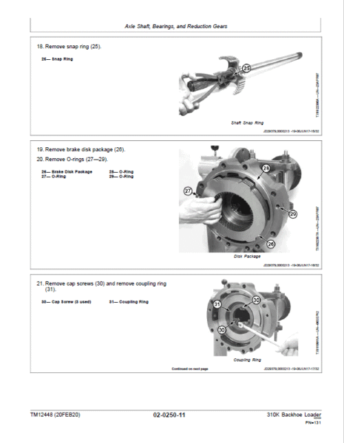 John Deere 310K Backhoe Loader Repair Technical Manual (S.N after C219607 & D219607 – )