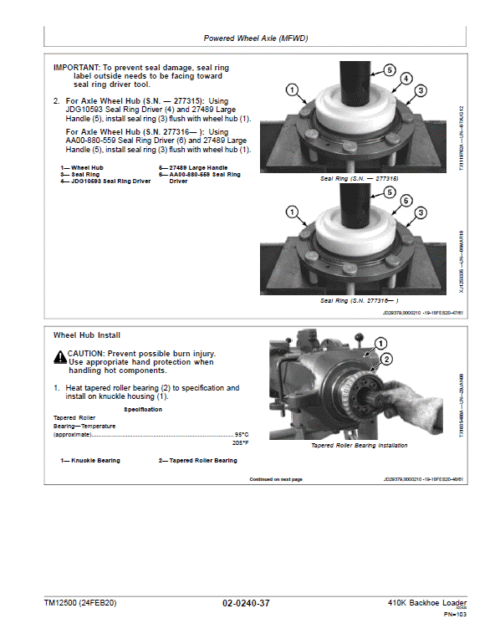 John Deere 410K Backhoe Loader Repair Technical Manual (S.N after C219607 & D219607 – )
